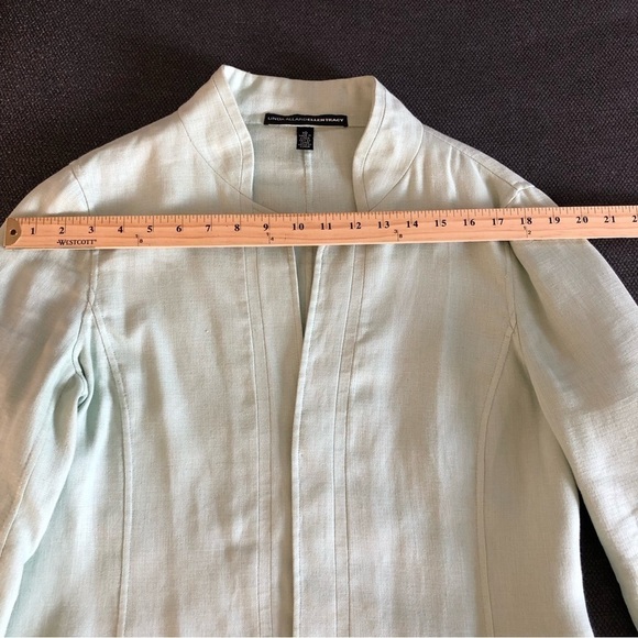 Pastel mint green 100% linen open front Summer blazer size 10 - Picture 8 of 10